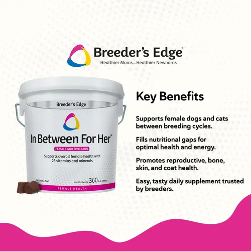 Vista 3 de El borde del criador en el medio para ella, suplemento multivitamínico diario para la cría de perros y gatos, llena los vacíos nutricionales y apoya