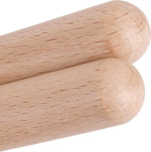 Vista 7 de 1 par de instrumentos de percusión musical de clavos de madera clásica de 8 pulgadas, palos de ritmo de madera natural (1 par FBA)