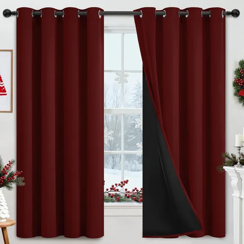 Vista 136 de Yakamok Cortinas negras, cortinas de ventana con aislamiento térmico y eficiencia energética para dormitorio, cortinas opacas completas y cortinas