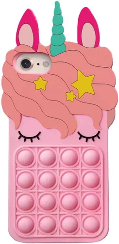Vista 13 de Pop Case para iPhone 12/12 Pro, Funda de silicona con burbujas de gato negro afortunado de dibujos animados, brillo, estrellas, burbujas de arena