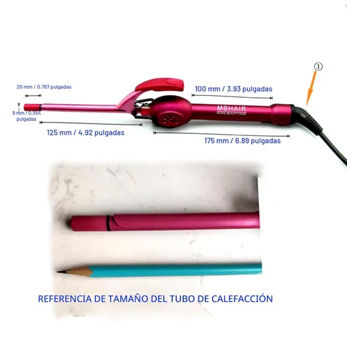 Vista 2 de MBHAIR - Rizador de cabello de 9 mm con varita delgada, rizador pequeño de 3/8 pulgadas de barril delgado de cerámica Super Tourmaline profesional