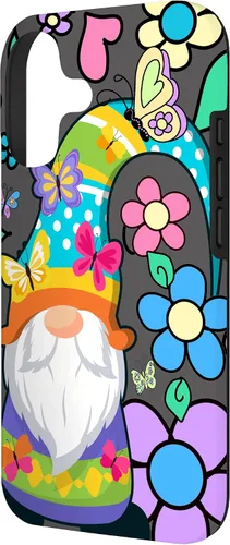Vista 2 de Floral Daisy Flower Pattern with Butterflies Funny Gnome Case for iPhone 17