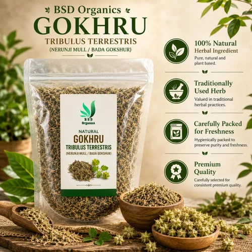 Vista 2 de BSD Organics Gokhru Tribulus Terrestris/Nerunji Mull/Bada Gokshur (1.7 onzas)