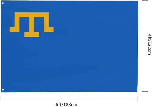 Vista 3 de Bandera del pueblo tártaro de Crimea de 4 x 6 pies, poliéster duradero, divertido cartel decorativo para exteriores, banderas de patio