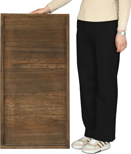 Vista 25 de Gurfuy Bandeja de madera rústica de 20 pulgadas para servir – Bandeja redonda extragrande para mesa de café decorativa de granja de gran
