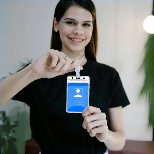 Vista 8 de Portatarjetas de identificación verticales, sellables, impermeables, de plástico transparente, para RFID/proximidad/tarjetas deslizantes o tarjetas