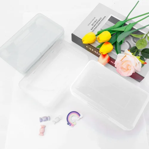 Vista 5 de Estuche para lápices, caja para lápices, estuche transparente para lápices, paquete de 3 estuches de plástico para lápices, estuche para lápices