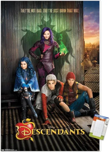 Vista 12 de Disney Descendants - Póster de pared de Key Art, 22.4 pulgadas de largo x 14.7 pulgadas de ancho, versión enmarcada de madera de granero
