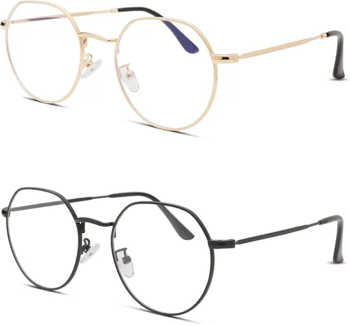 Vista 9 de Pro Acme Gafas redondas de moda Metal Clear Lens Frame Vintage Unisex Gafas 53MM