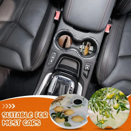 Vista 6 de Frienda Portavasos de cerámica para sublimación de automóvil, arenisca para taza de automóvil con muesca para el dedo para una fácil extracción
