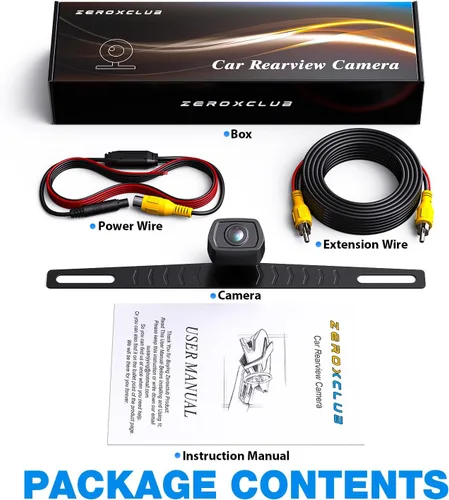 Vista 7 de ZEROXCLUB Cámara de respaldo HD para automóvil, IP69 impermeable con cable para matrícula, cámara de visión trasera de 149 ° de visión amplia