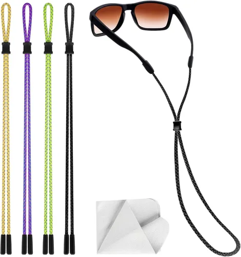 Vista 9 de BILIONE Correas trenzadas fluorescentes para lentes de sol, soporte para gafas de sol alrededor del cuello para hombres, mujeres y niños, cadena