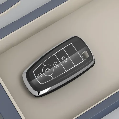 Vista 4 de ontto Funda para llavero de automóvil de 4 botones compatible con Ford Explorer Bronco Expedition protección completa para Escape Edge Maverick Negro