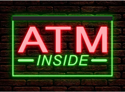 Vista 21 de 120049 ATM Inside 24 Hour Deposit Check Banking Display LED Light Letrero de neón (12 x 8 pulgadas, 16 colores por control remoto)