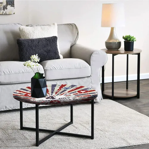 Vista 5 de Mantel redondo, mantel del 4 de julio para mesa auxiliar, pintura de estrellas y rayas, se adapta a mesas redondas de 32 pulgadas de diámetro