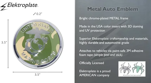 Vista 2 de Emblema de camuflaje cromado para automóvil de Marine Corps