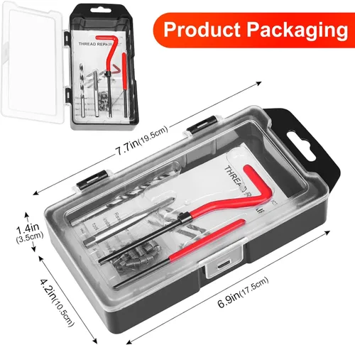 Vista 4 de Kit de reparación de roscas M5 X 0.8mm, kit de inserción de reparación de rosca métrica compatible con juego de herramientas manuales para roscas