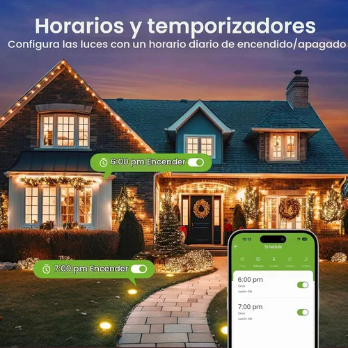Vista 6 de GHome Smart - Enchufe inteligente para exteriores, enchufe Wi-Fi inteligente para el hogar con 2 tomas, resistencia a la intemperie IP64, compatible