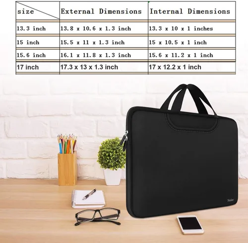 Vista 6 de Funda para portátil de 15.6 pulgadas, maletín resistente para viajes con asa y bolsillos extra, funda protectora para computadora compatible con HP