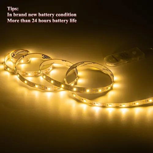 Vista 2 de Juego de 2 tiras de luces LED que funcionan con pilas, 0,5 metros/1 pieza, 60 luces LED de luciérnagas, estrellas y luna, para bricolaje, fiestas