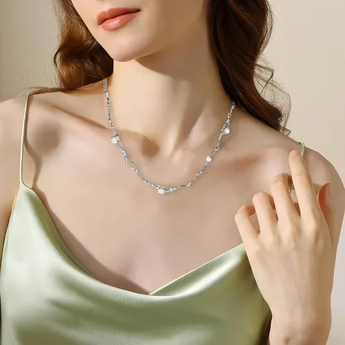 Vista 70 de Y2k - Collar irregular con dije de estrella, piedra de luna, diseño de cadena de moda, joyería de plata picante para mujer