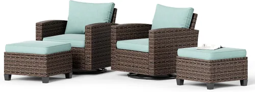 Vista 122 de HERA'S HOUSE - Juego de muebles para patio con mesa para fogata, muebles de mimbre para exteriores, sofá de conversación con asientos profundos