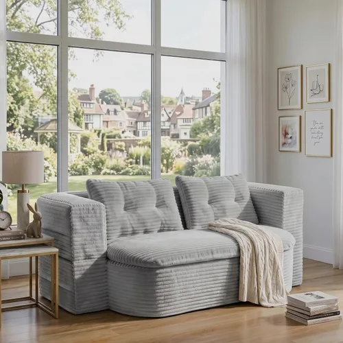 Vista 10 de Sofá cama tipo futón de 78.7 pulgadas, sofá convertible de Marrón