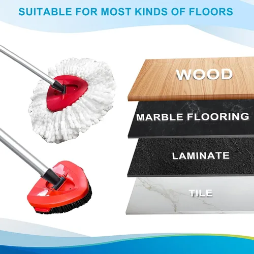 Vista 7 de Cabezal de trapeador giratorio y cepillo de repuesto para O Cedar EasyWring 1 tanque, color blanco 4 Microfiber Mop Refills, 1 Scrub Brush, 1