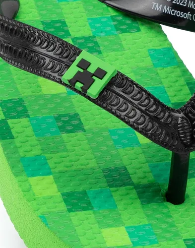 Vista 6 de Minecraft Creeper Flip Flops Sandals Kids Green Game Summer Shoes Sliders