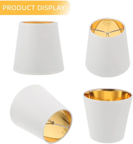 Vista 4 de Pantalla de lámpara con clip, pantalla de lámpara de mesa, mini decoración, pantalla de barril, pantalla rústica, marrón, escritorio, rejilla