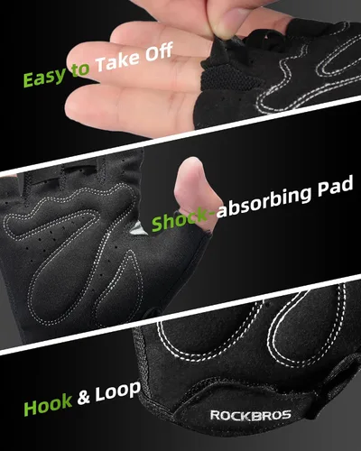 Vista 7 de ROCKBROS Guantes de ciclismo para hombres y mujeres - Guantes de bicicleta transpirables - Guantes de medio dedo para ciclismo diario