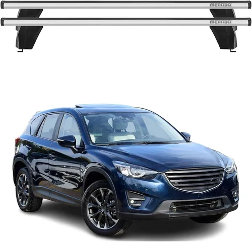 Vista 10 de OMAC Barras transversales de techo para Mazda CX-5 2013-2016 bloqueable 165 libras aluminio negro 2 piezas se adapta a soportes de carga Fixpoints
