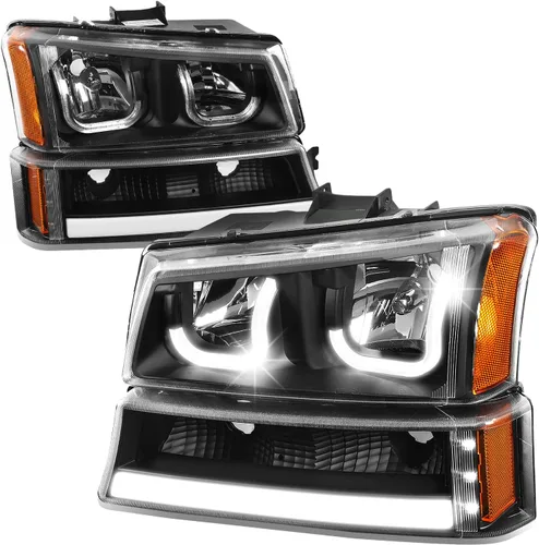 Vista 11 de Auto Dynasty Conjunto de faros LED DRL compatible con Chevy Avalanche Silverado 1500-3500 2003-2007, repuesto de faros delanteros laterales