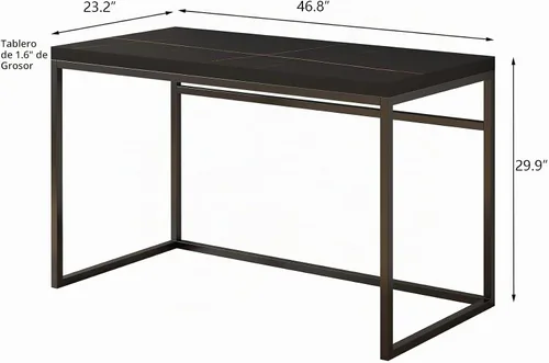 Vista 2 de CENSI Escritorio para computadora de 47 pulgadas, piedra sintética, color Mármol negro