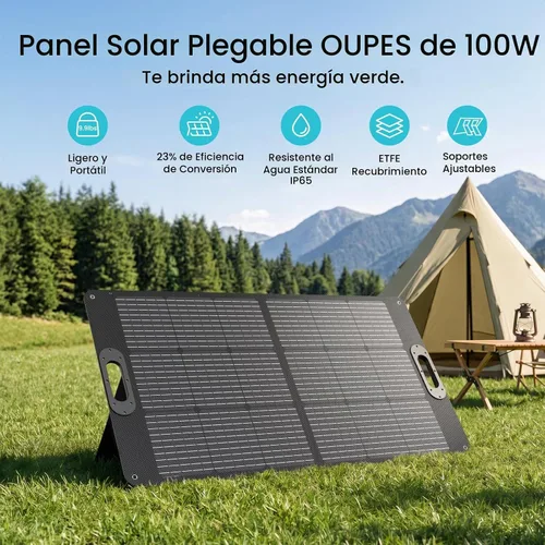 Vista 2 de OUPES 100W Portable Solar Panel, Solar Charger for Portable Power Stations