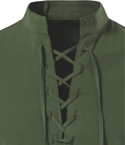 Vista 4 de LucMatton - Camisas de manga larga de estilo retro de algodón 100 para hombres de estilo medieval vikingo o hippie