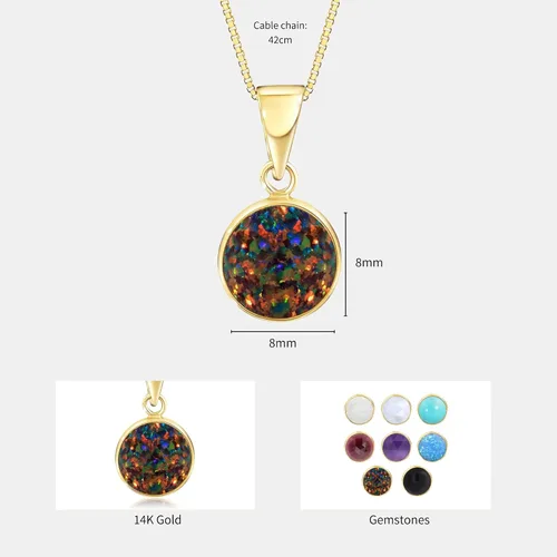 Vista 7 de Collar de piedras preciosas de oro de 14 quilates para mujer, collar de oro macizo, collar con colgante de oro, collar gótico, collar de oro Solo