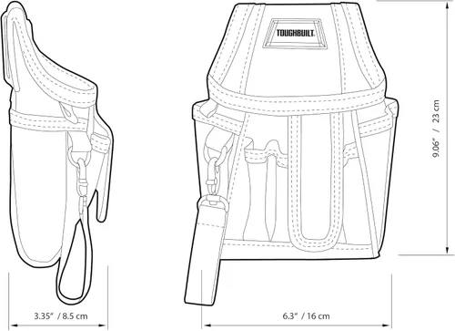 Vista 8 de ToughBuilt - Utility Pouch, Heavy-Duty Tool Pouch with Multiple Pockets, Secure Attachment & Storage for Jobsite Use