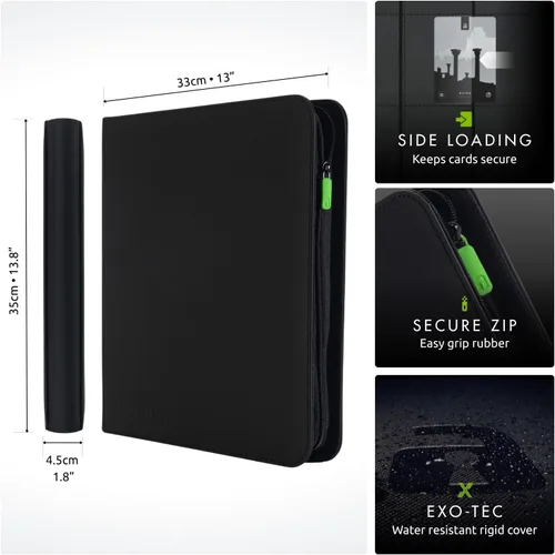 Vista 2 de Vault X Carpeta de tarjetas coleccionables con cremallera de 12 bolsillos Negro