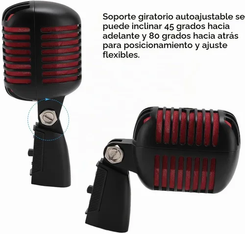 Vista 3 de banapoy Micrófono vocal clásico retro dinámico, micrófono cardioide profesional de rendimiento en vivo, micrófono antiguo de grabación vocal