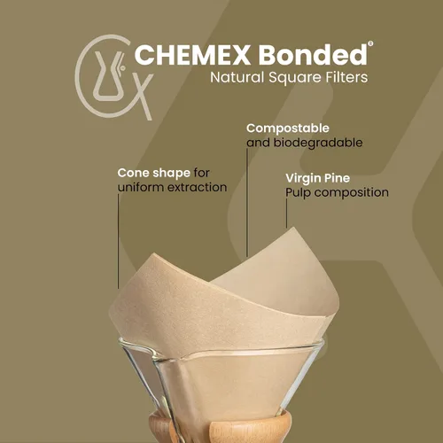 Vista 2 de Chemex Filtros de café natural, cuadrados, 100 unidades, embalaje exclusivo