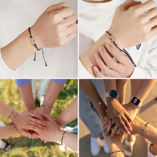 Vista 2 de choice of all Pulseras de amistad a juego con corazón para mejor amiga, pulsera de cuerda trenzada hecha a mano, regalos de amistad para mujeres