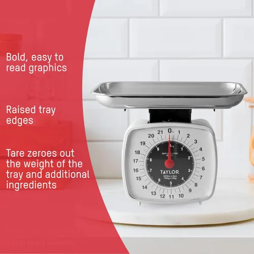 Vista 2 de Taylor Báscula de cocina analógica Báscula de alimentos mecánica, capacidad de 22 lb, Multicolor