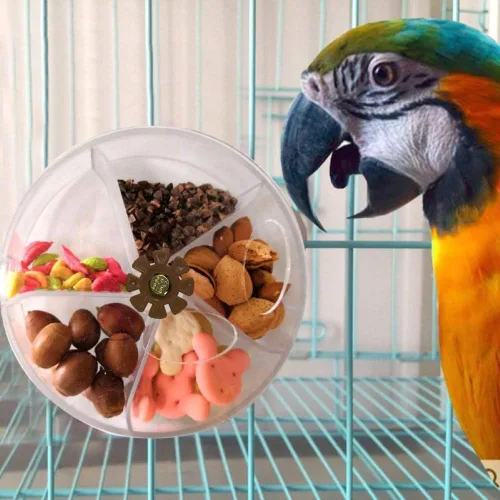 Vista 2 de Bird Creative Foraging System Wheel + Bird Calcio pico de molienda masticar golosinas juguete para loro, periquito, cacatúa, conure