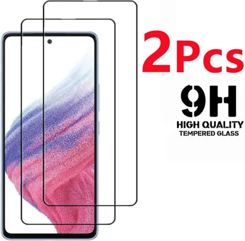 Vista 3 de Protector de pantalla de cobertura completa para Galaxy A53 5G, 2 unidades, seda negra, antiarañazos, fácil de instalar, película protectora
