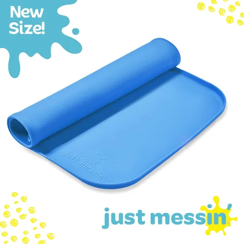 Vista 4 de Just Messin' Tapete de silicona para arte y manualidades, Legos, slime, resina, pintura y fabricación de joyas, protección de mesa con lados