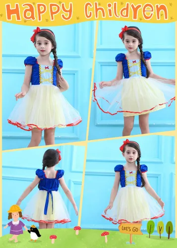 Vista 7 de Disfraz de princesa para niñas pequeñas para fiesta de cumpleaños con diadema