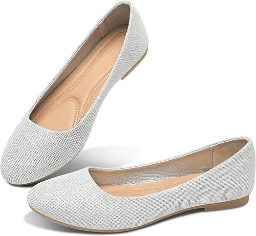 Vista 24 de Obtaom Zapatos planos de puntera redonda para mujer, zapatos de ballet negros para niñas