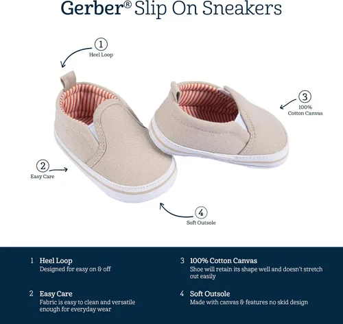 Vista 6 de Gerber Tenis unisex para bebé, recién nacido, niño y niña, zapatos de cuna