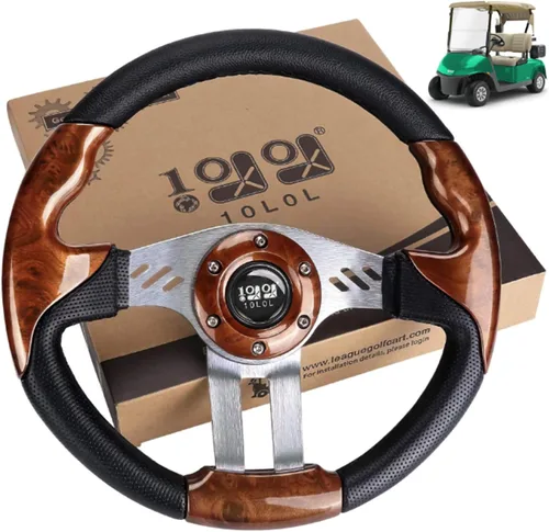 Vista 12 de 10L0L Volante de carrito de golf, diseño universal para Yamaha, EZGO RXV y TXT, Club Car DS, Club Car Precedent Tempo, la mayoría de los carritos